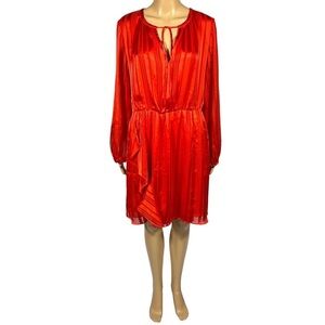 & Other Stories Red Long Sleeves Round Neck Mini Dress Size 10